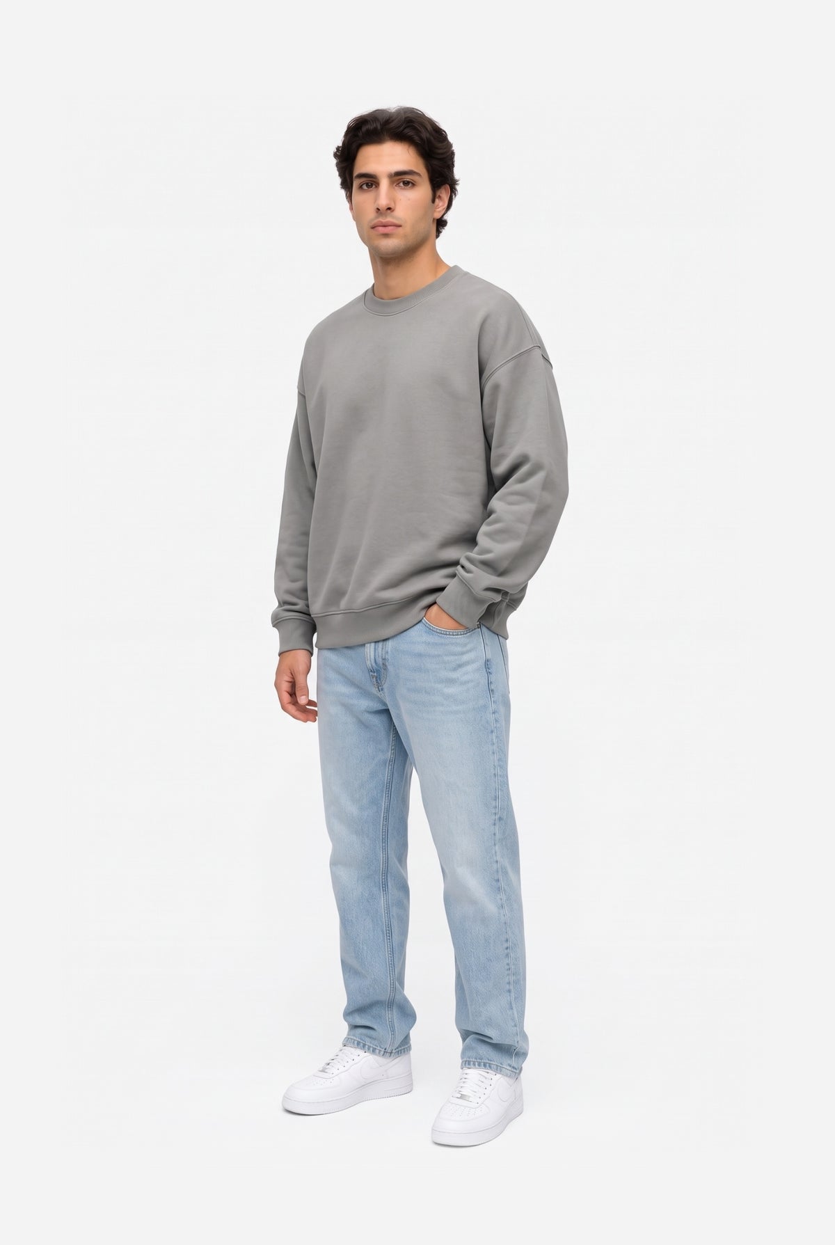 Crewneck Oversize LIGHT LOOP CEMENT