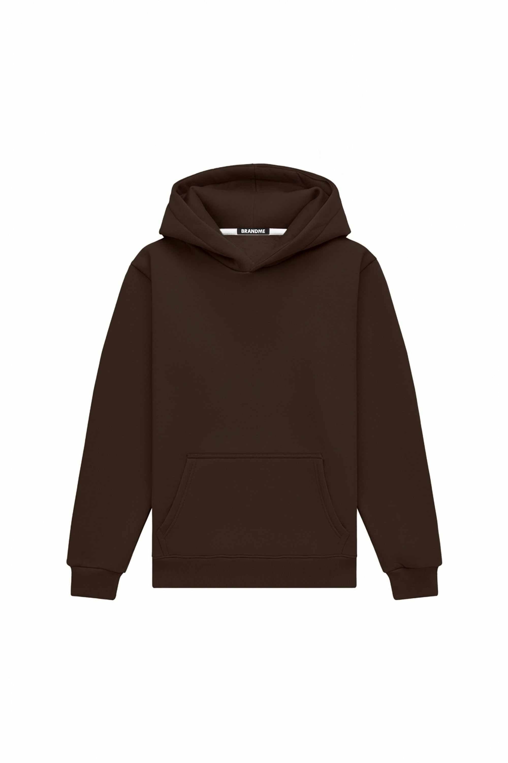 Bluza z kapturem regular LIGHT BRUSHED CHOCOLATE z certyfikatem jakości, idealna pod nadruki, wyprodukowana w Polsce