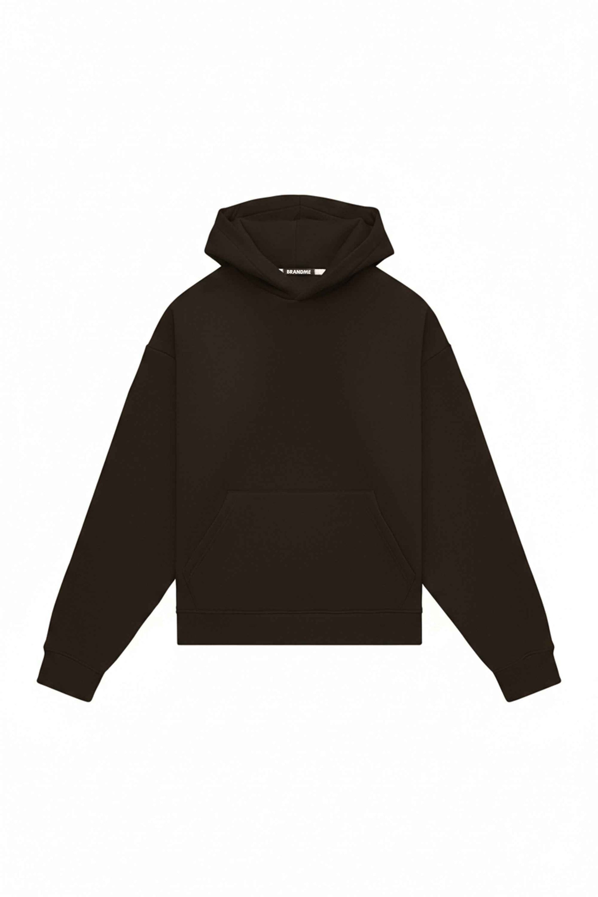 Oversize heavy loop chocolate hoodie made in Poland, ideal for printing, certified fabric