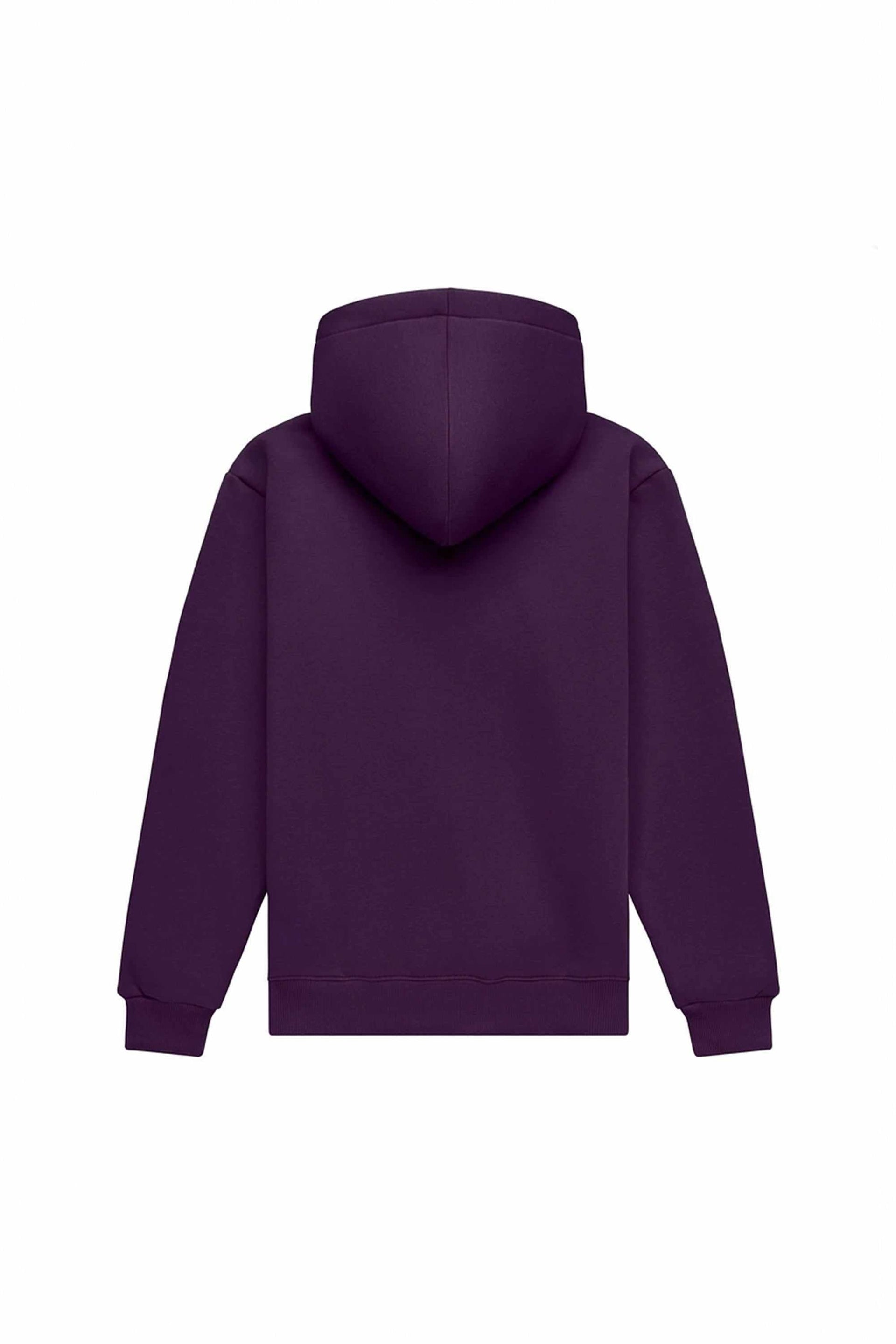Bluza z kapturem regular fit w kolorze ciemnego fioletu, lekko szczotkowana, idealna do nadruku, wyprodukowana w Polsce