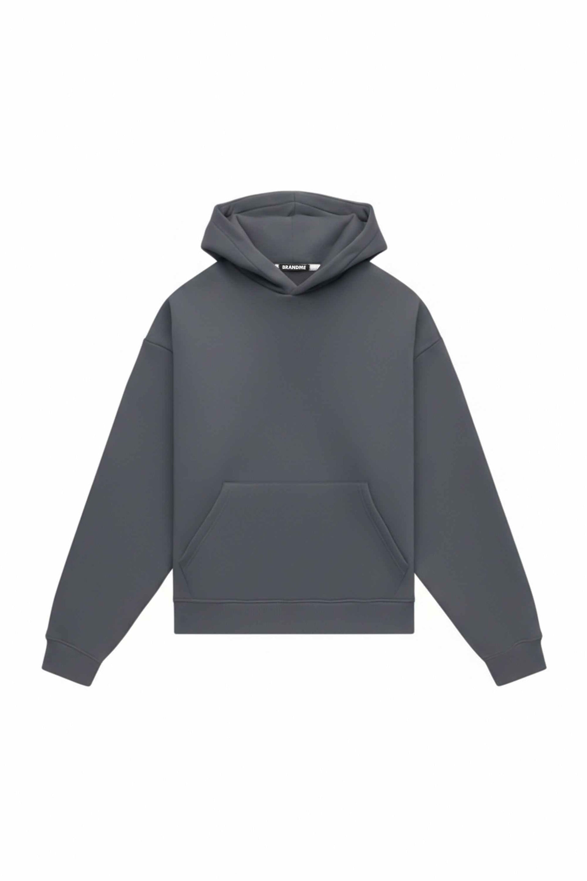 Oversize heavy loop hoodie in graphite color, Polish-made with certified fabric ideal for printing and embroidery
