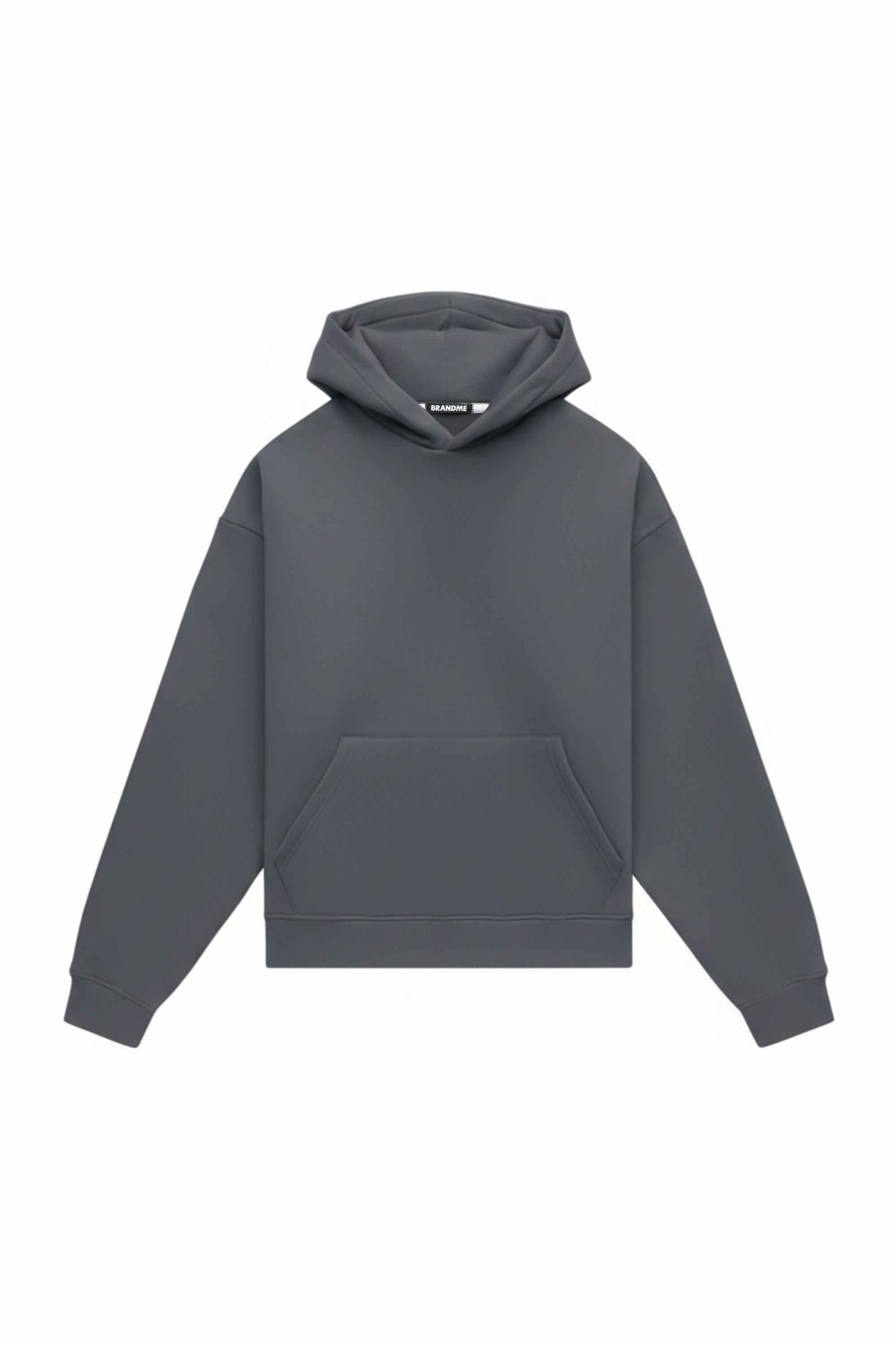 Oversize heavy loop hoodie in graphite color, Polish-made with certified fabric ideal for printing and embroidery