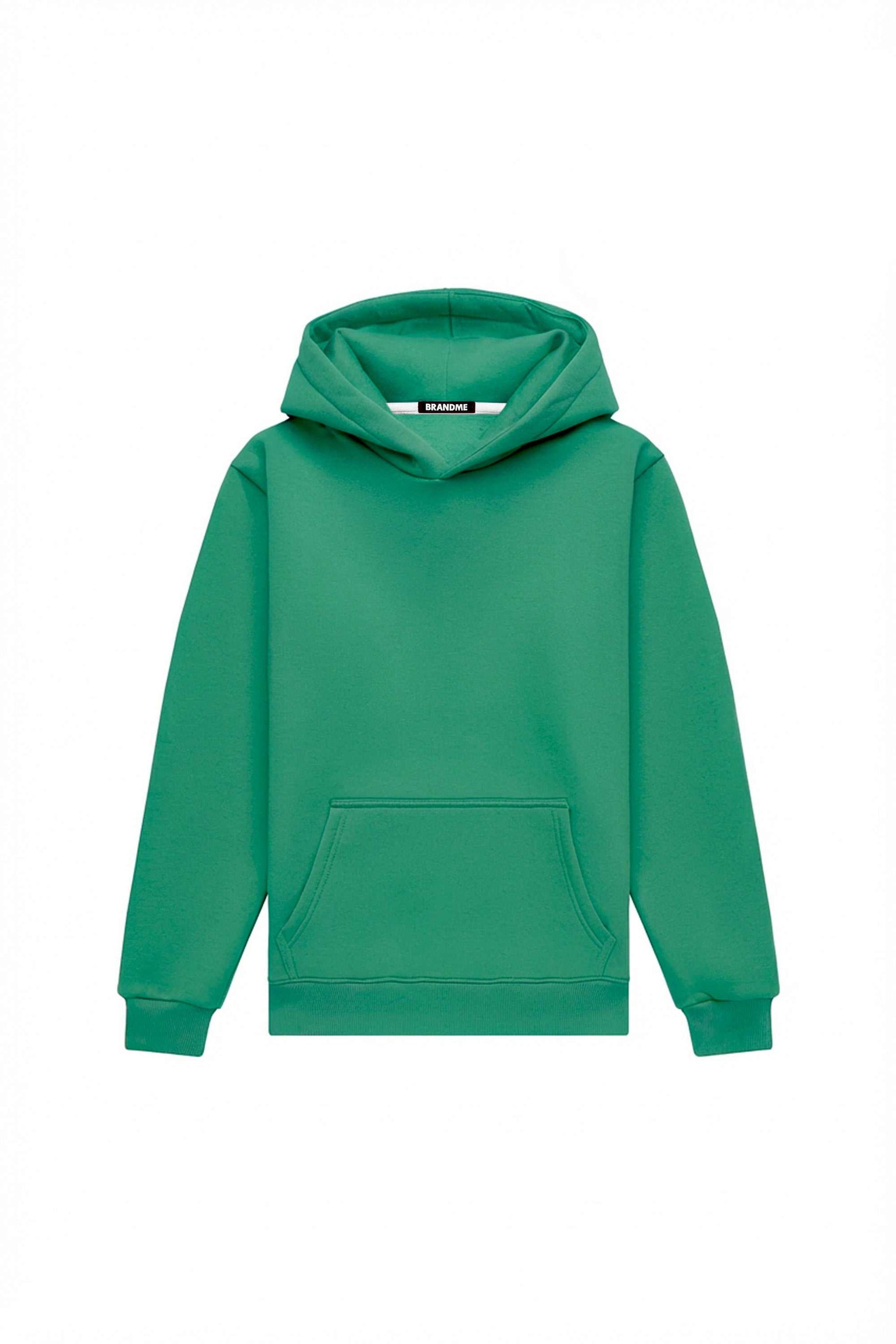 Regular fit hoodie in light brushed Irish green, made in Poland, ideal for printing and embroidery