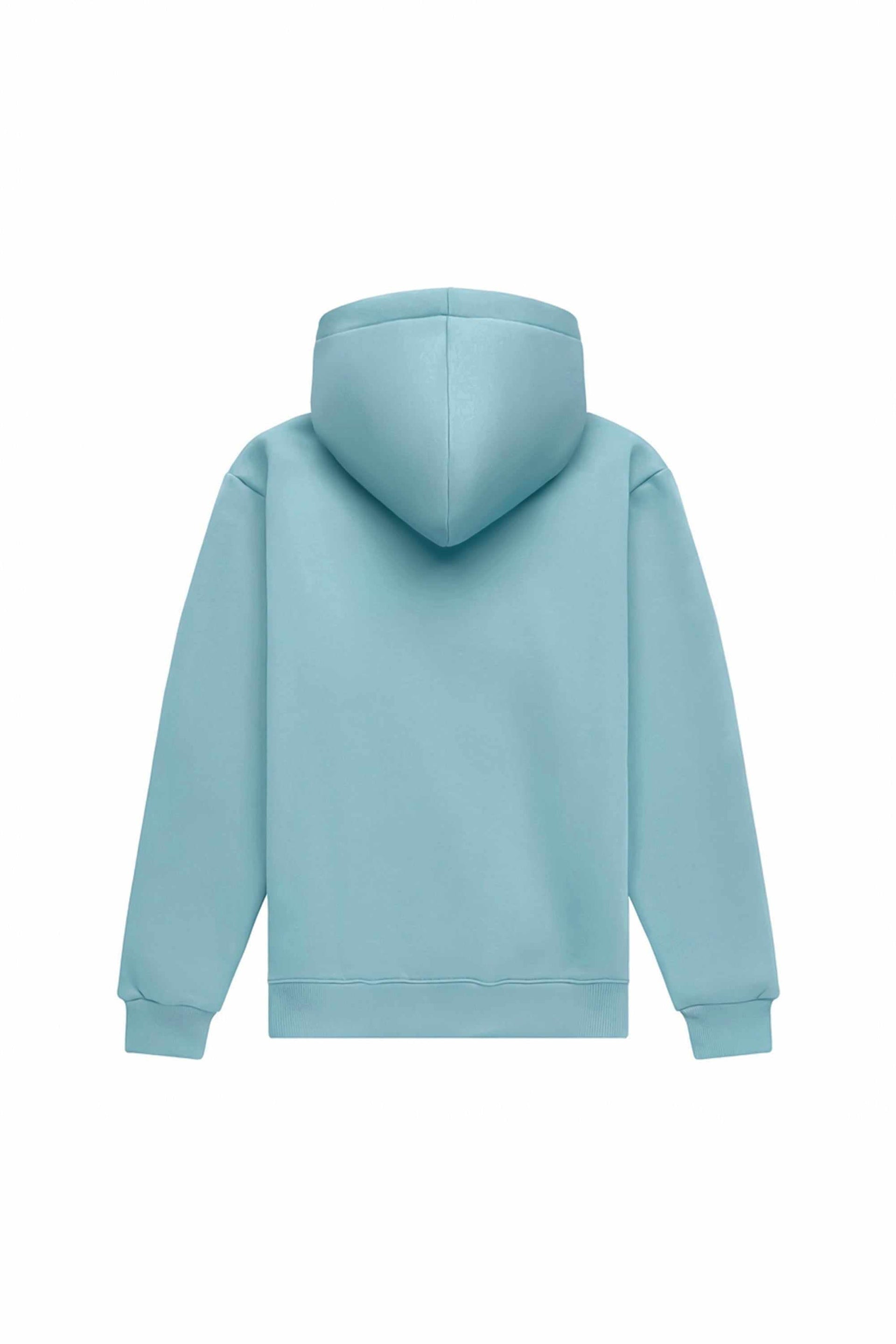 Bluza z kapturem regular LIGHT BRUSHED light blue hoodie made in Poland with certified fabric ideal for printing