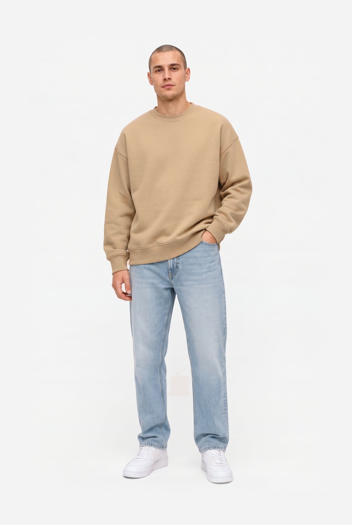 Crewneck oversize LIGHT BRUSHED MACADAMIA