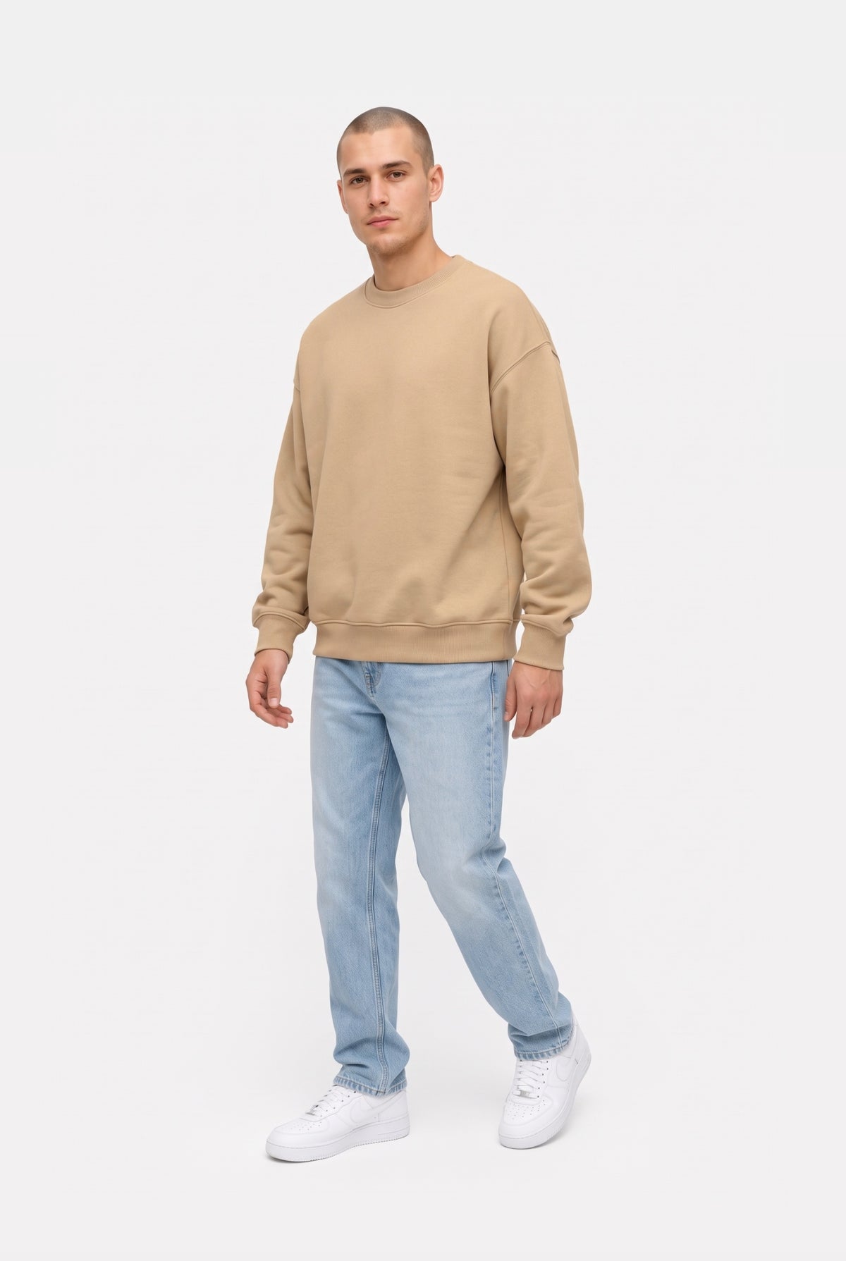 Crewneck oversize LIGHT BRUSHED MACADAMIA