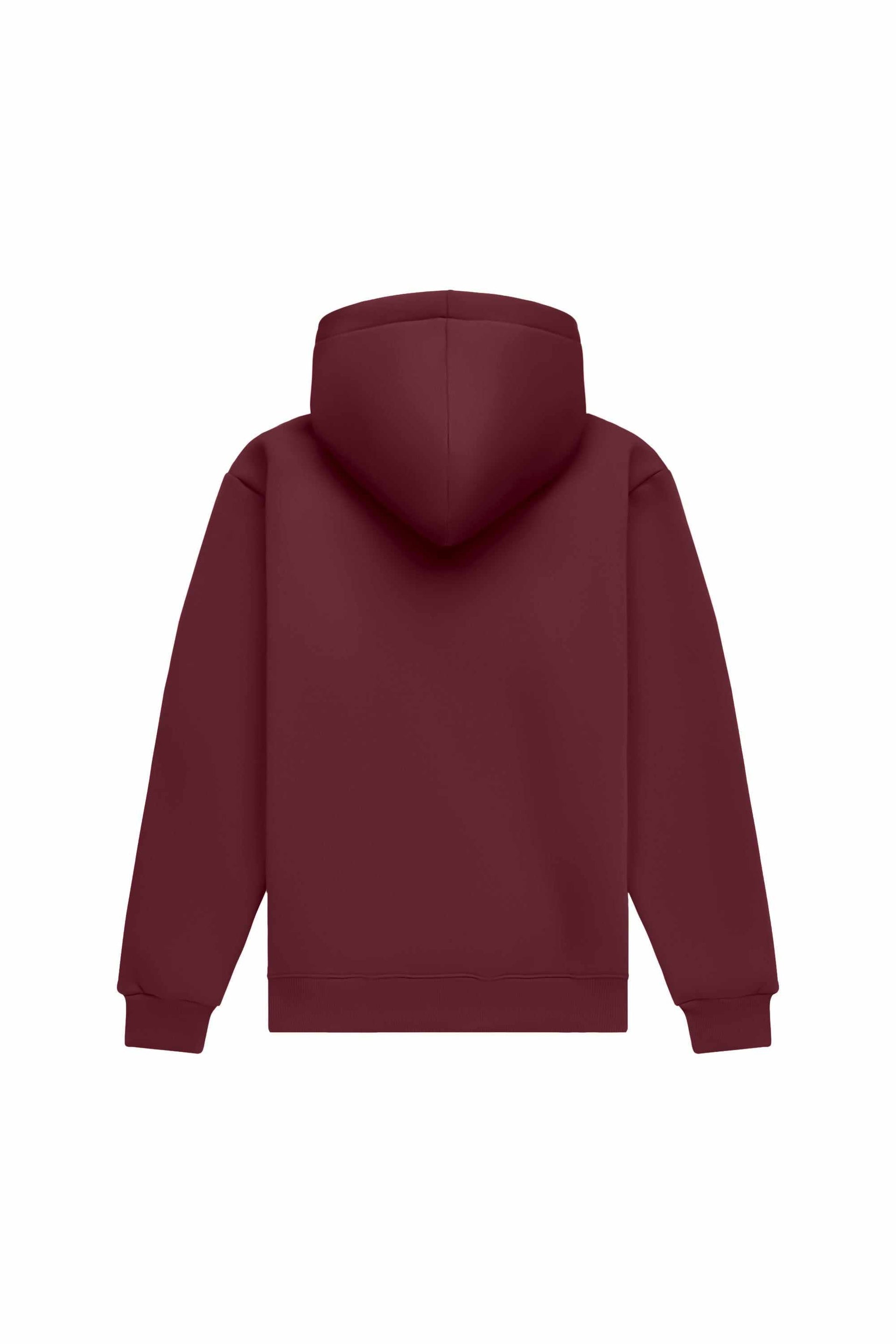 Bluza z kapturem regular LIGHT BRUSHED MERLOT z certyfikowanej dzianiny, idealna do nadruków, wyprodukowana w Polsce