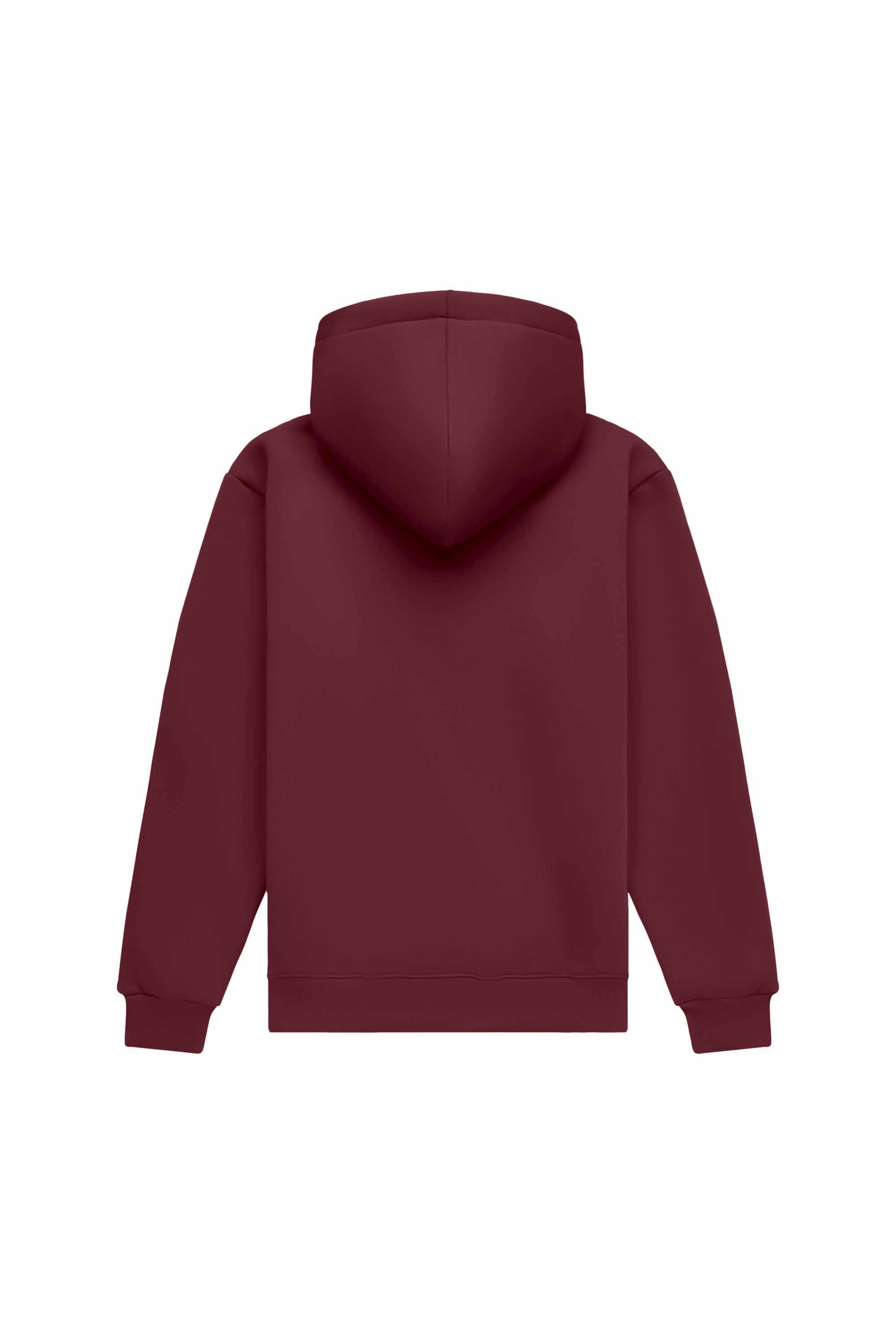 Bluza z kapturem regular LIGHT BRUSHED MERLOT z certyfikowanej dzianiny, idealna do nadruków, wyprodukowana w Polsce