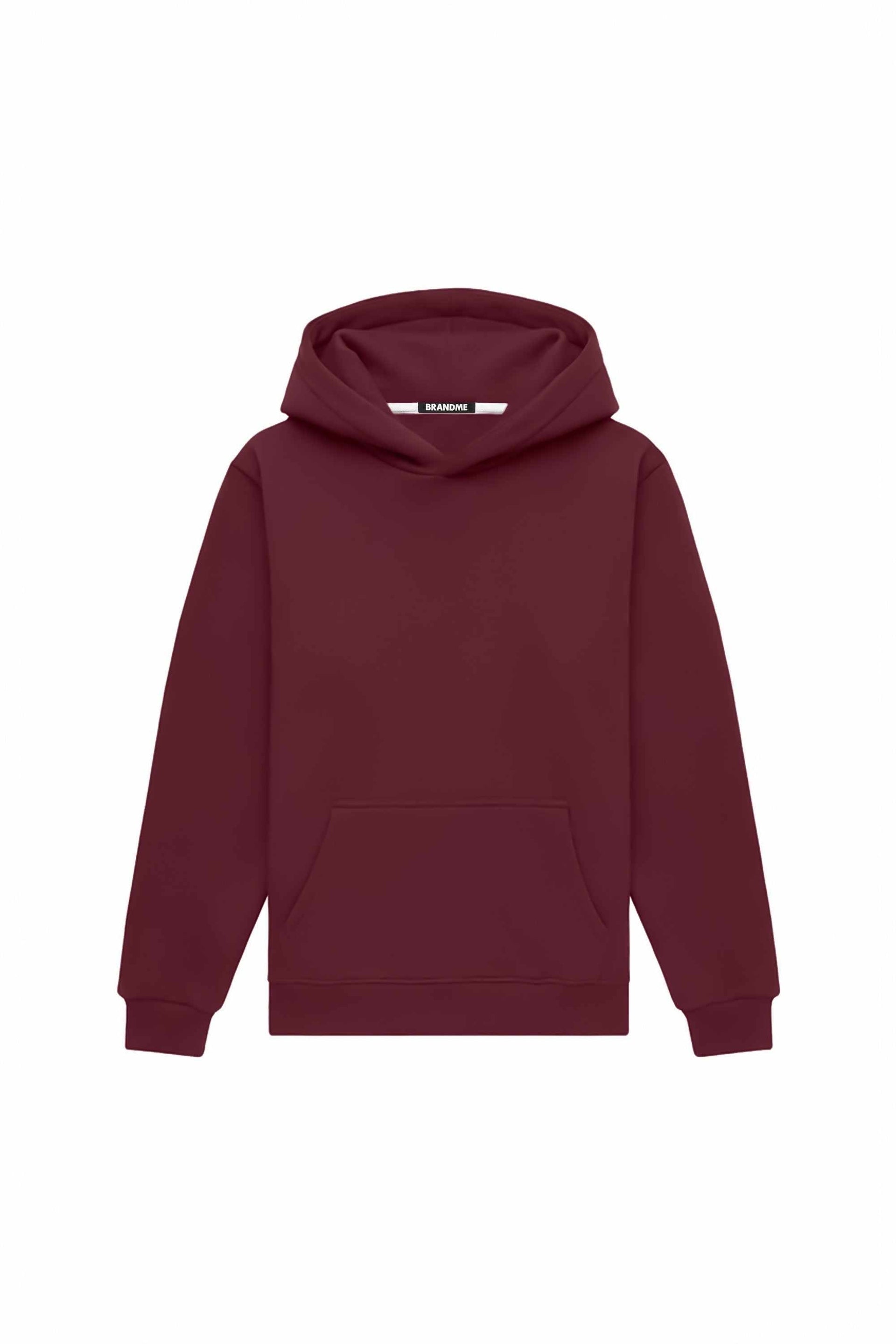 Bluza z kapturem regular LIGHT BRUSHED MERLOT, polska jakość, idealna pod nadruk, certyfikowana dzianina