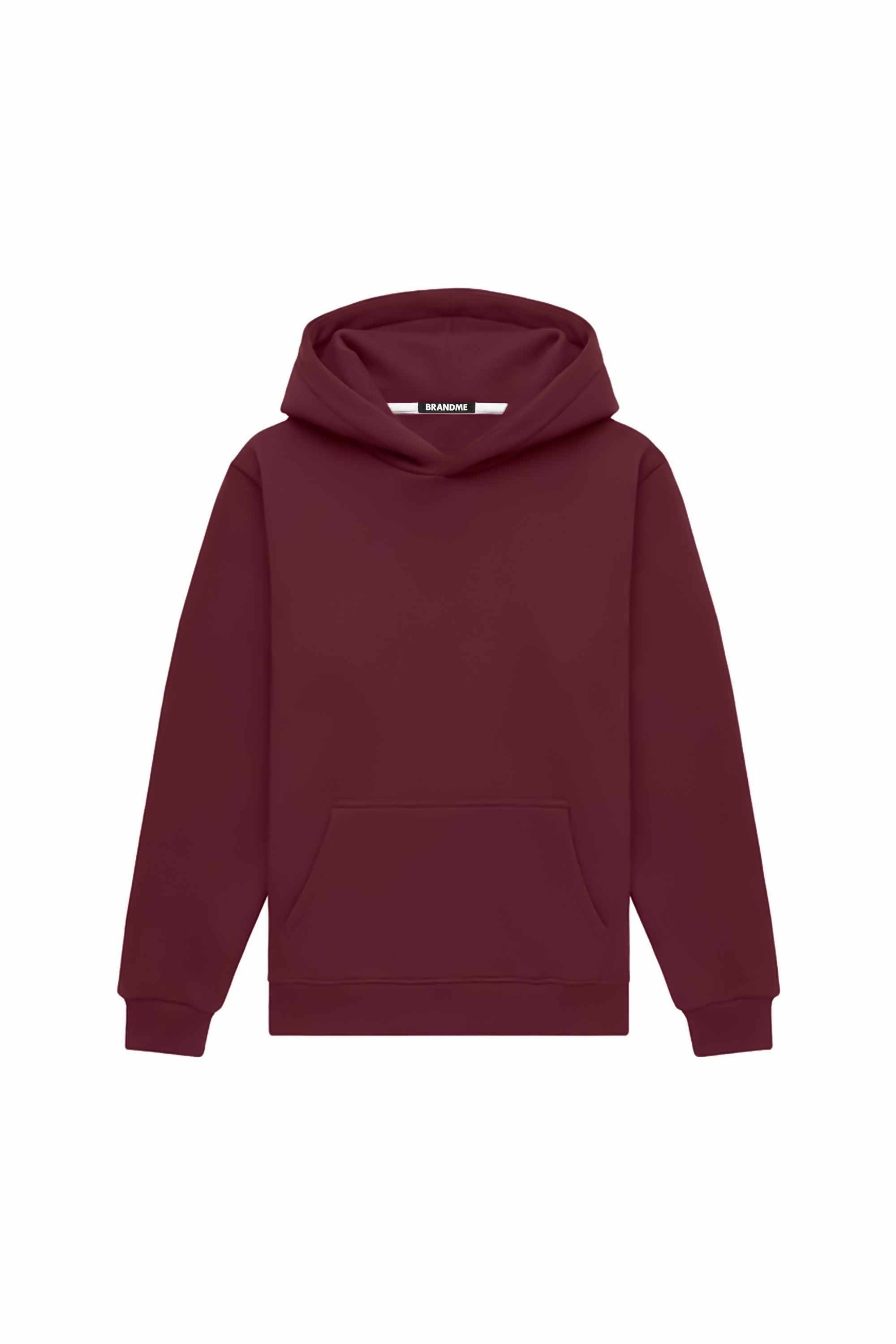 Bluza z kapturem regular LIGHT BRUSHED MERLOT, polska jakość, idealna pod nadruk, certyfikowana dzianina