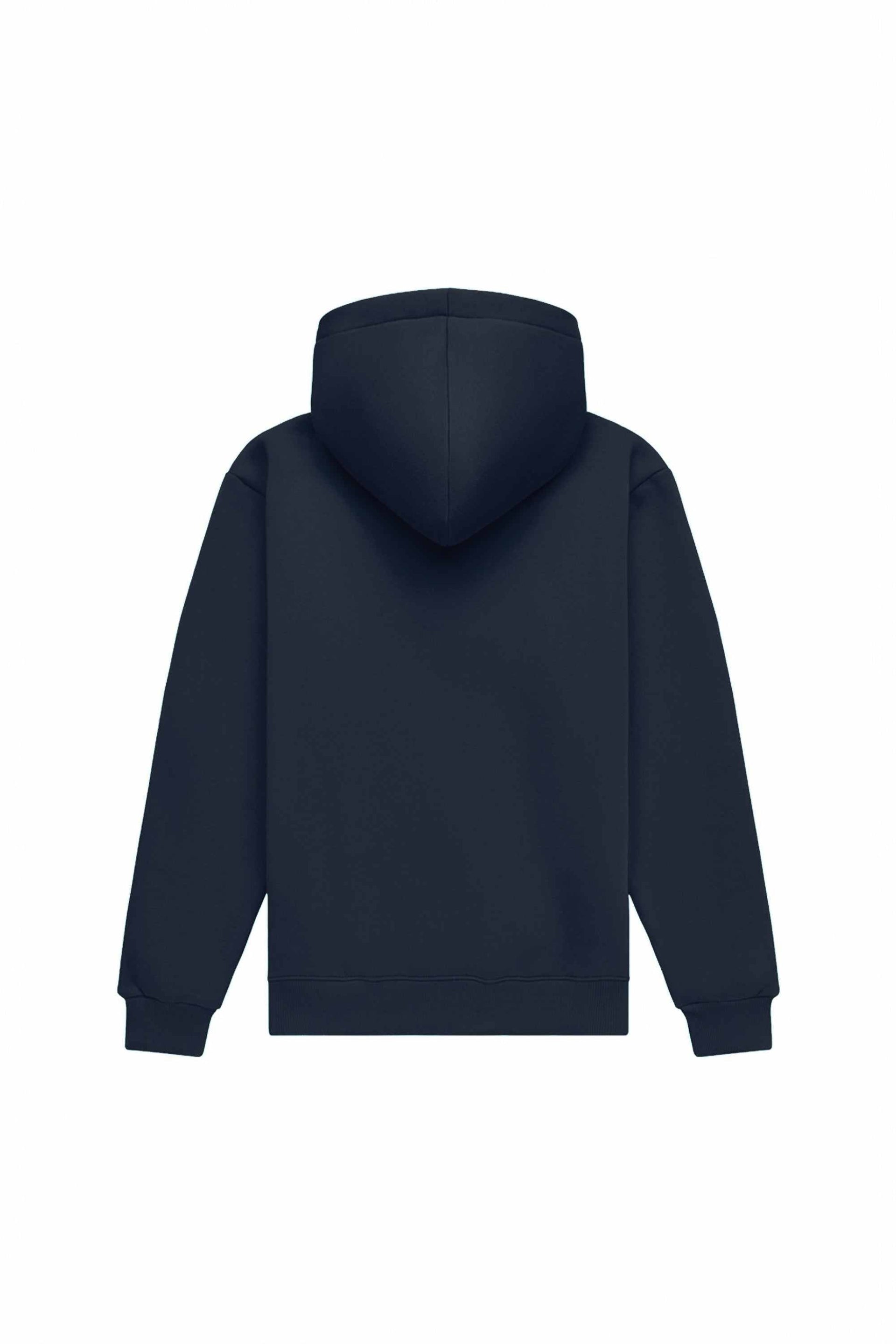 Regular fit navy hoodie made in Poland with certified fabric ideal for printing and embroidery