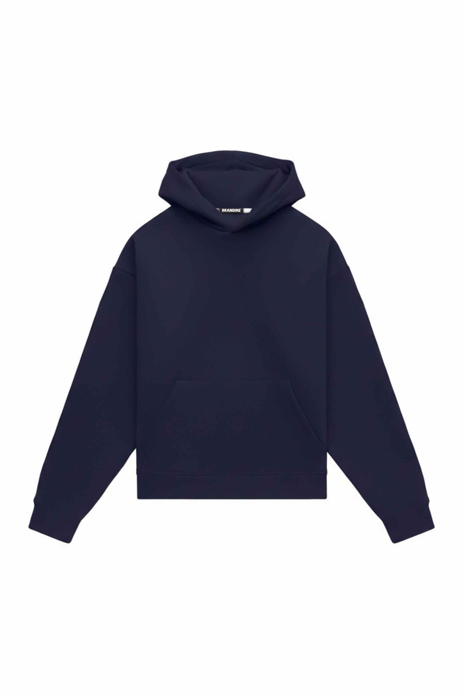 Oversize navy hoodie made in Poland with certified quality fabric ideal for printing