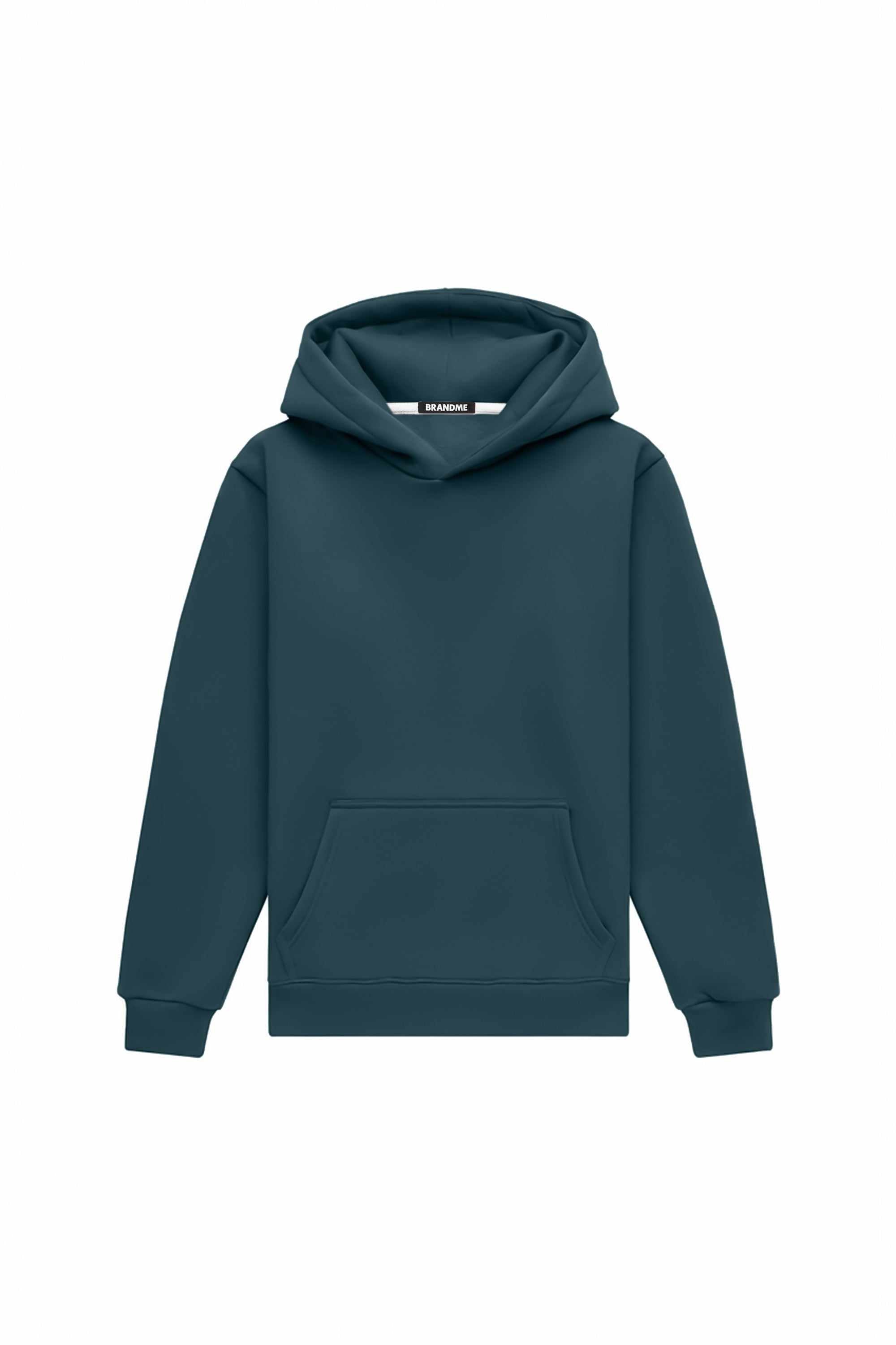 Regular fit light brushed petrol hoodie with quality certified fabric, made in Poland