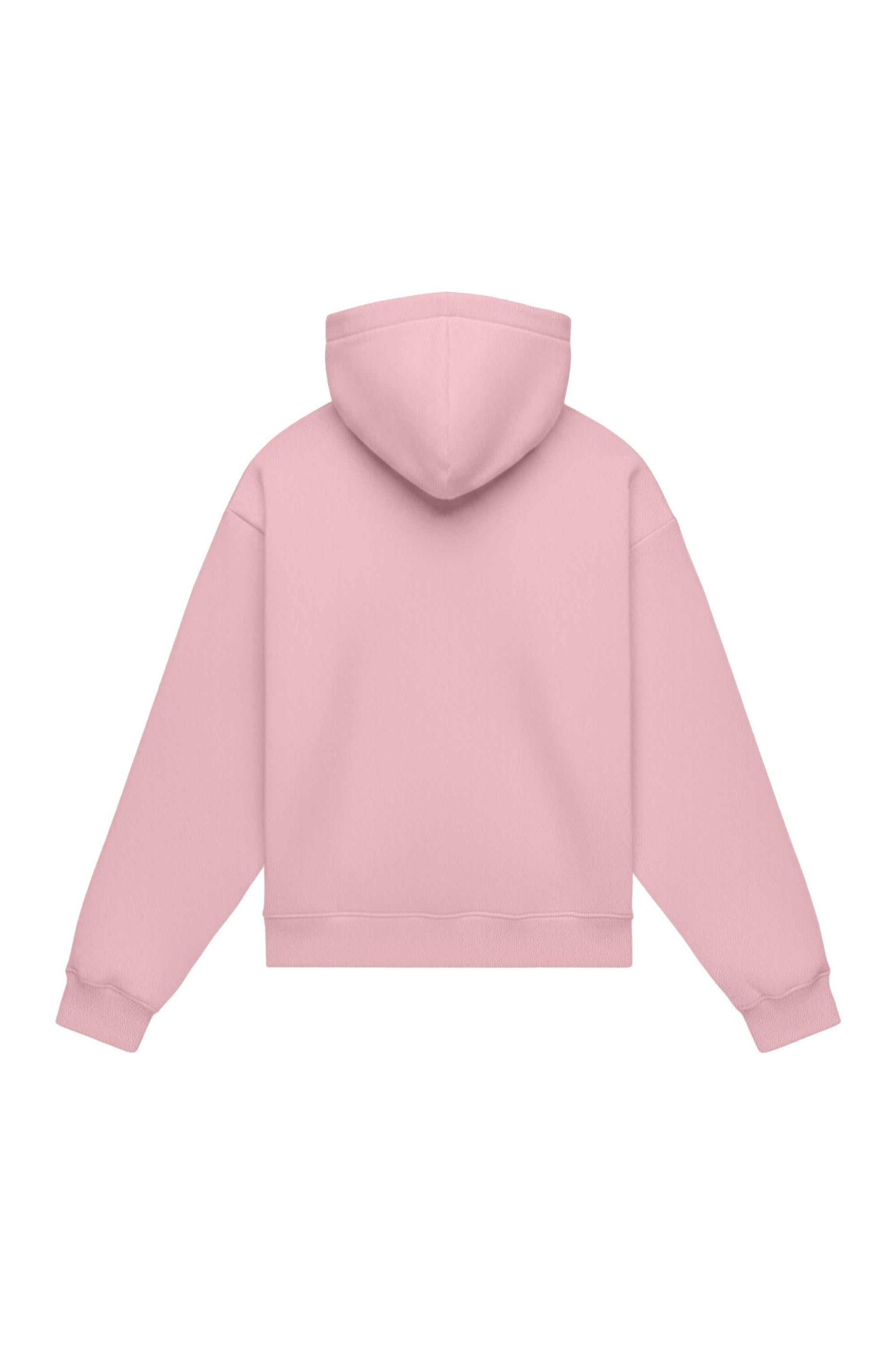 Oversize heavy loop powder pink hoodie with quality certified fabric made in Poland