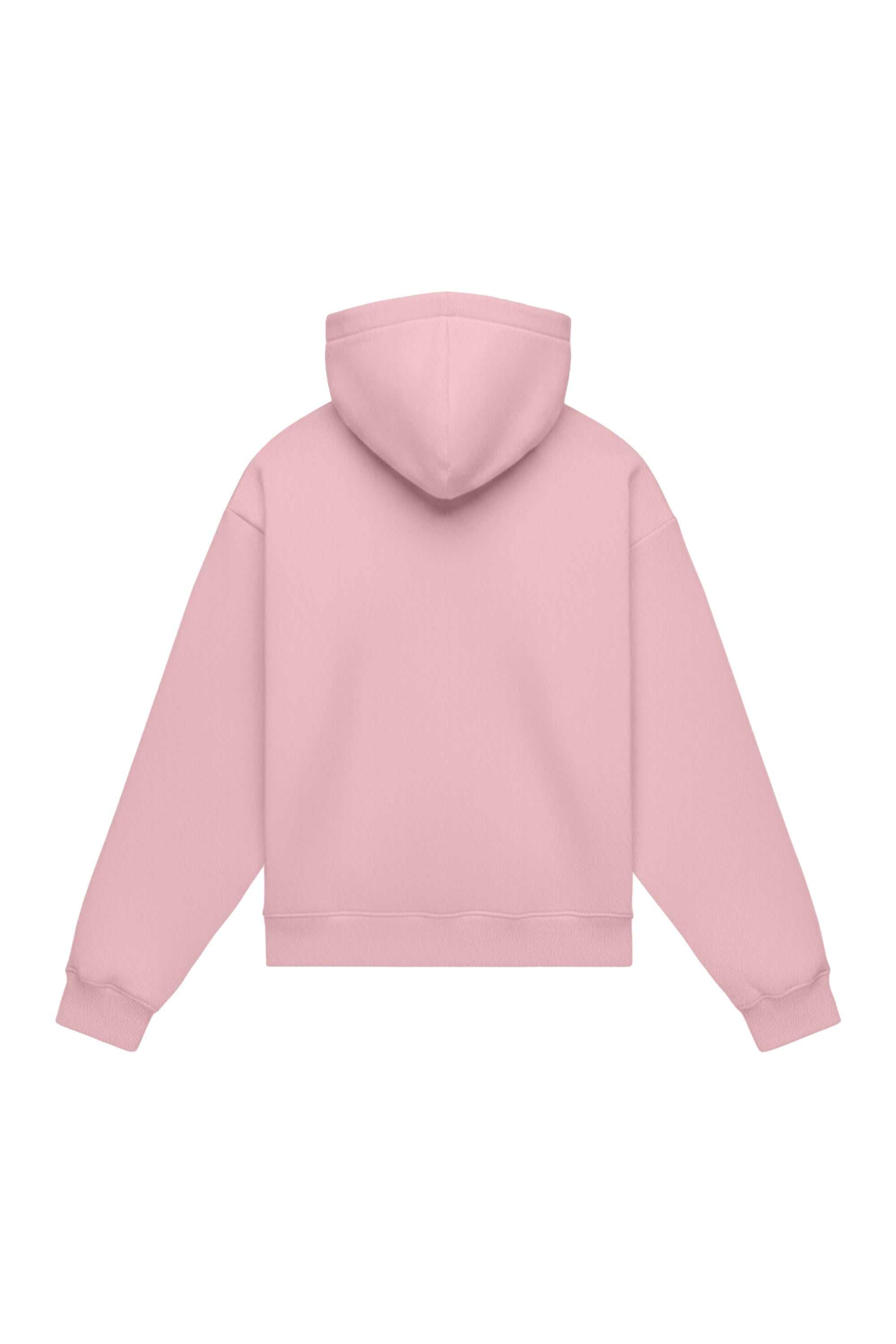 Oversize heavy loop powder pink hoodie with quality certified fabric made in Poland