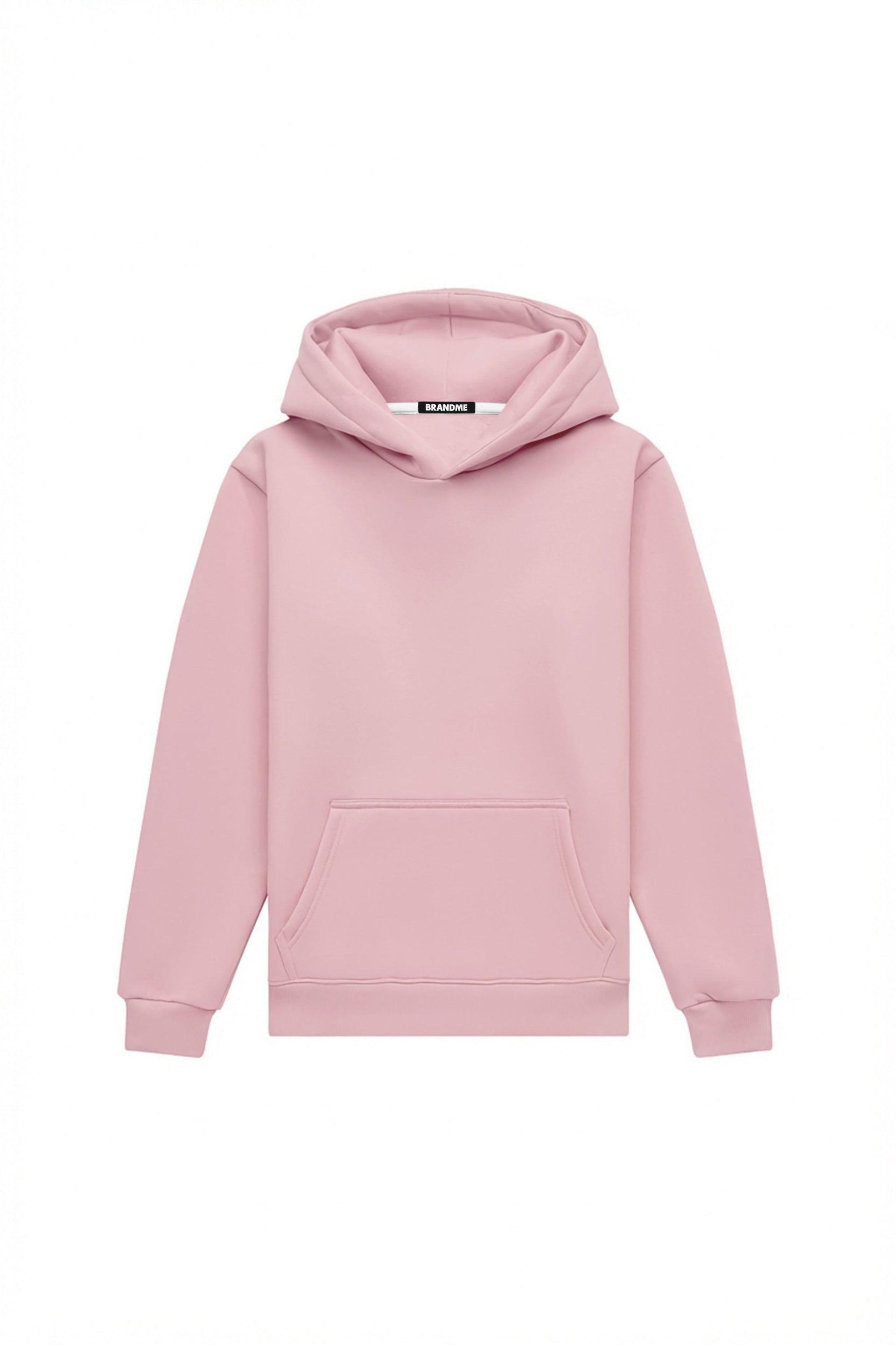 Bluza z kapturem regular w kolorze jasnoróżowym powder pink, certyfikowana dzianina idealna pod nadruk.