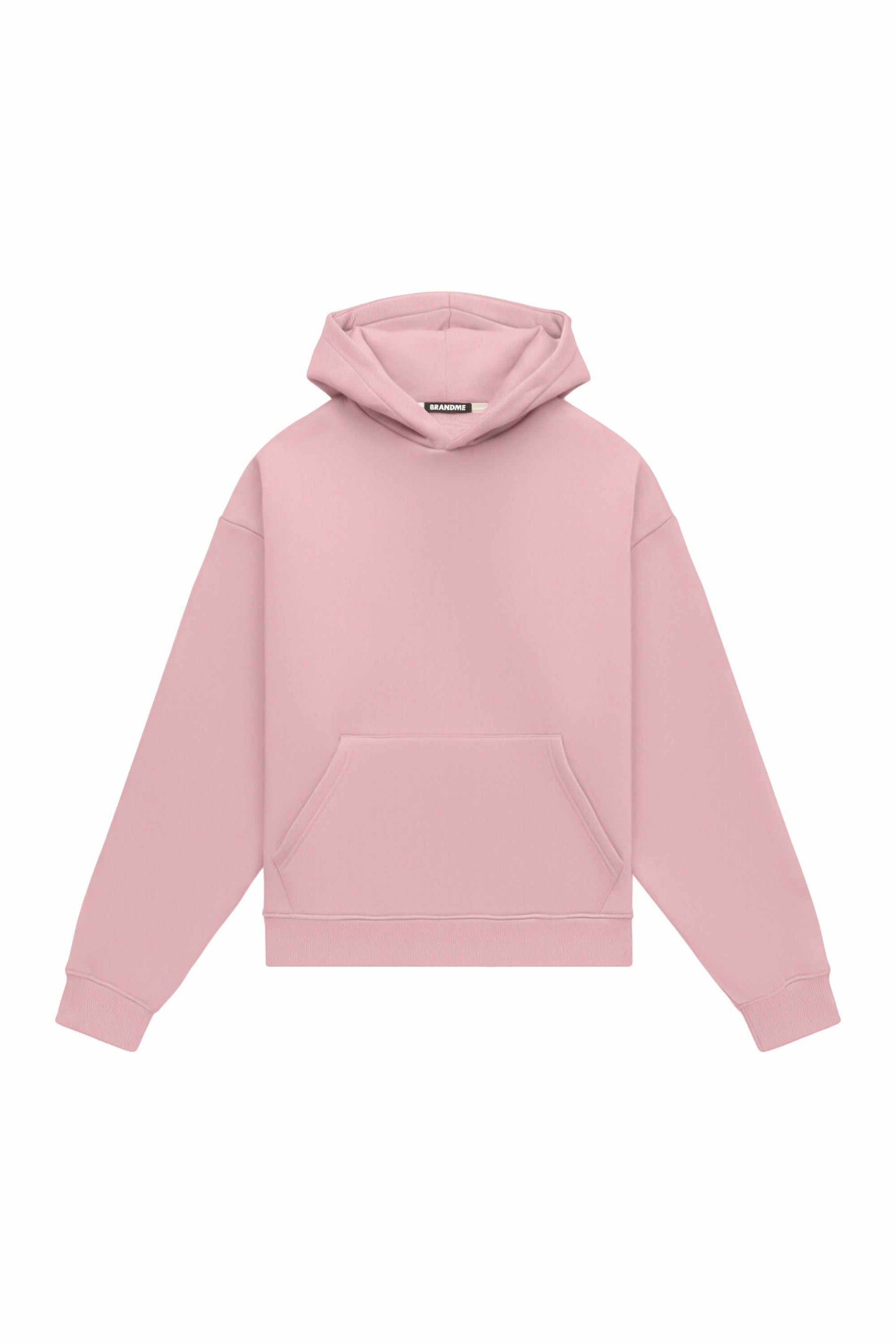 Oversize heavy loop hoodie in powder pink with quality-certified fabric suitable for printing and embroidery