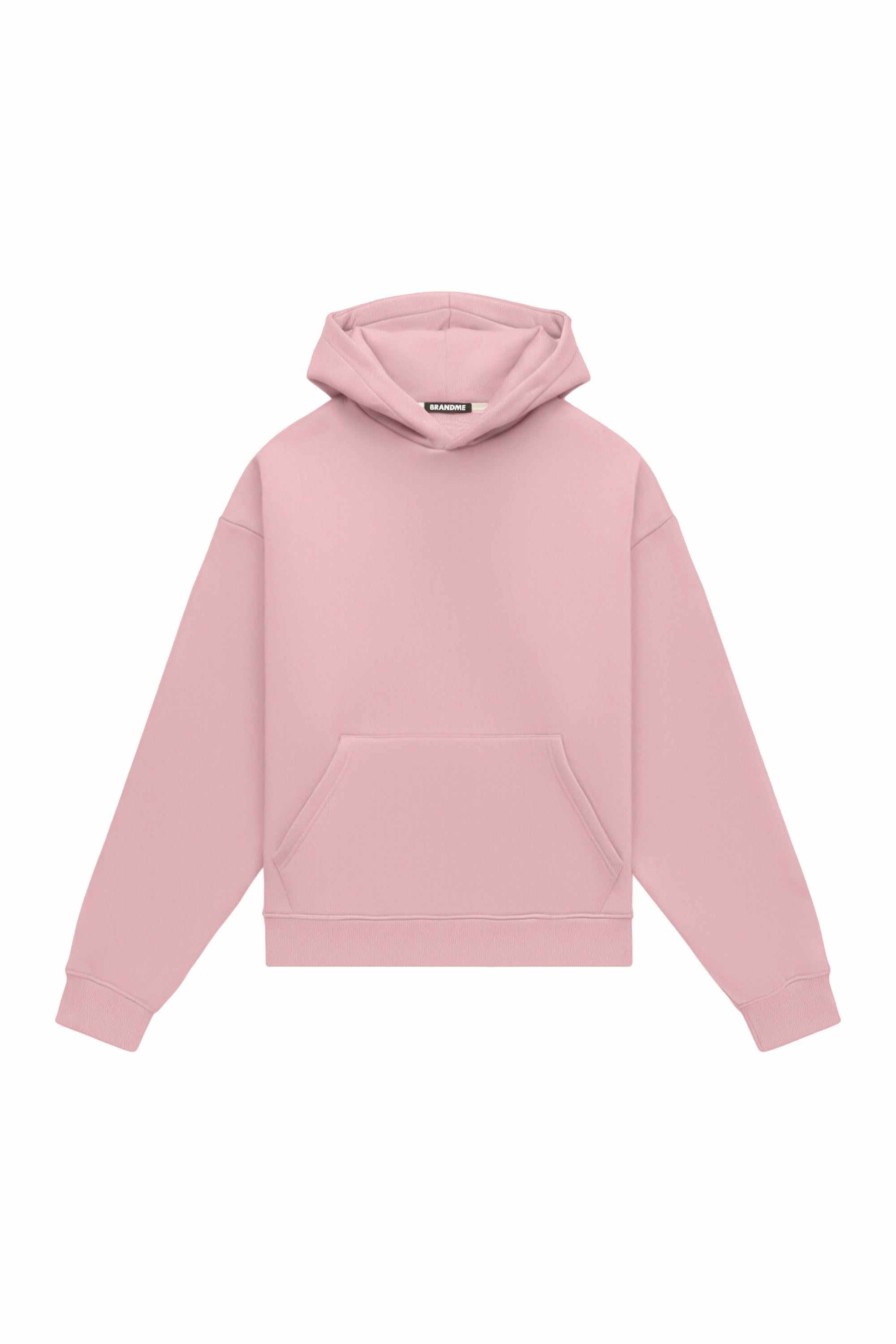Oversize heavy loop hoodie in powder pink with quality-certified fabric suitable for printing and embroidery