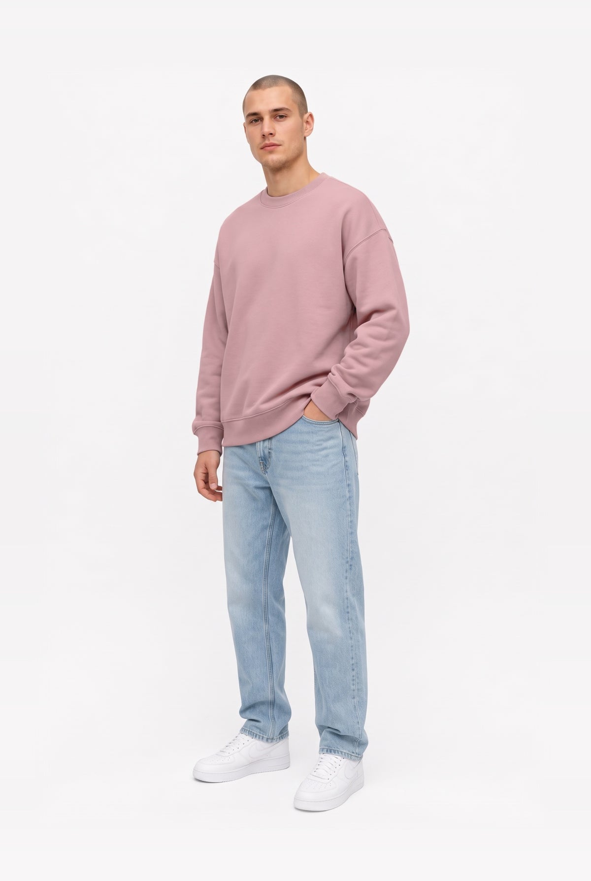 Crewneck oversize LIGHT BRUSHED POWDER PINK