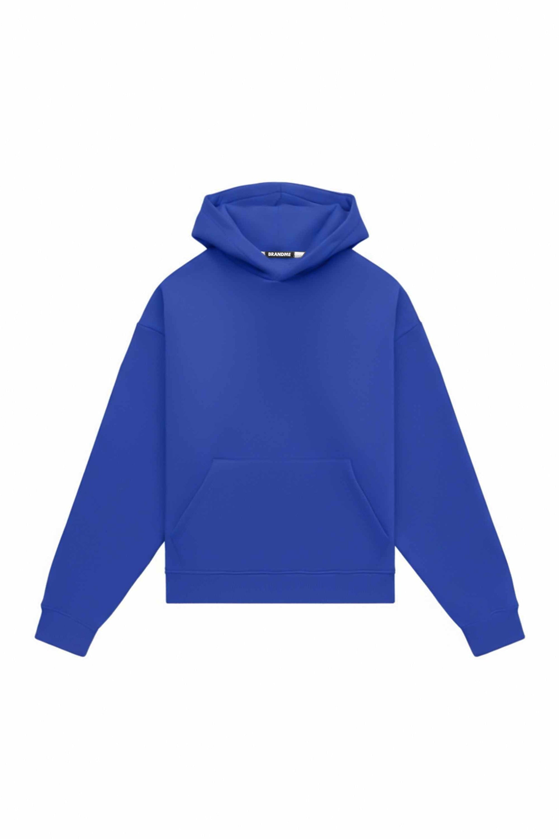 Oversize ultramarine hoodie with heavy loop fabric, ideal for printing and made in Poland