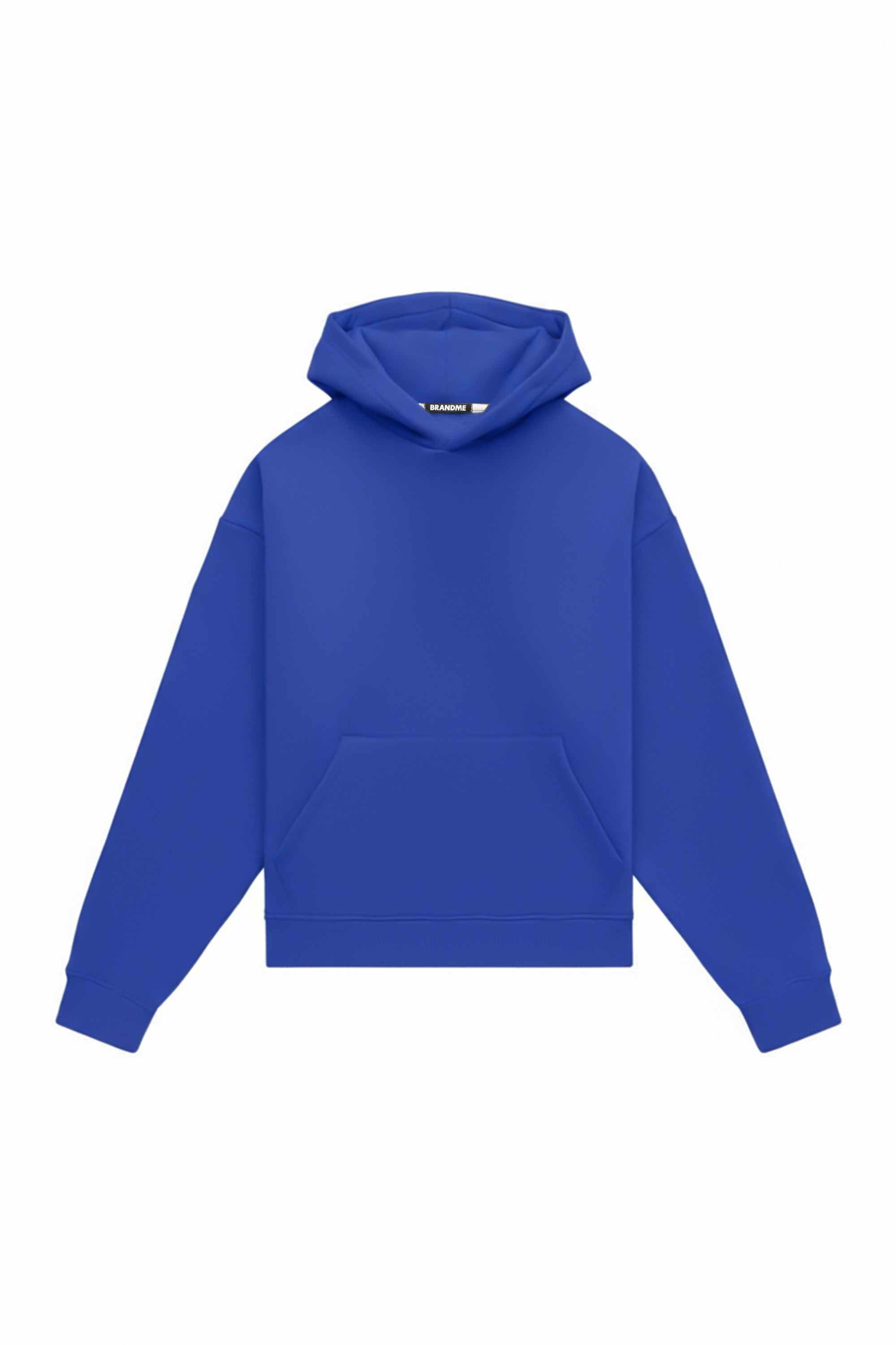 Oversize ultramarine hoodie with heavy loop fabric, ideal for printing and made in Poland