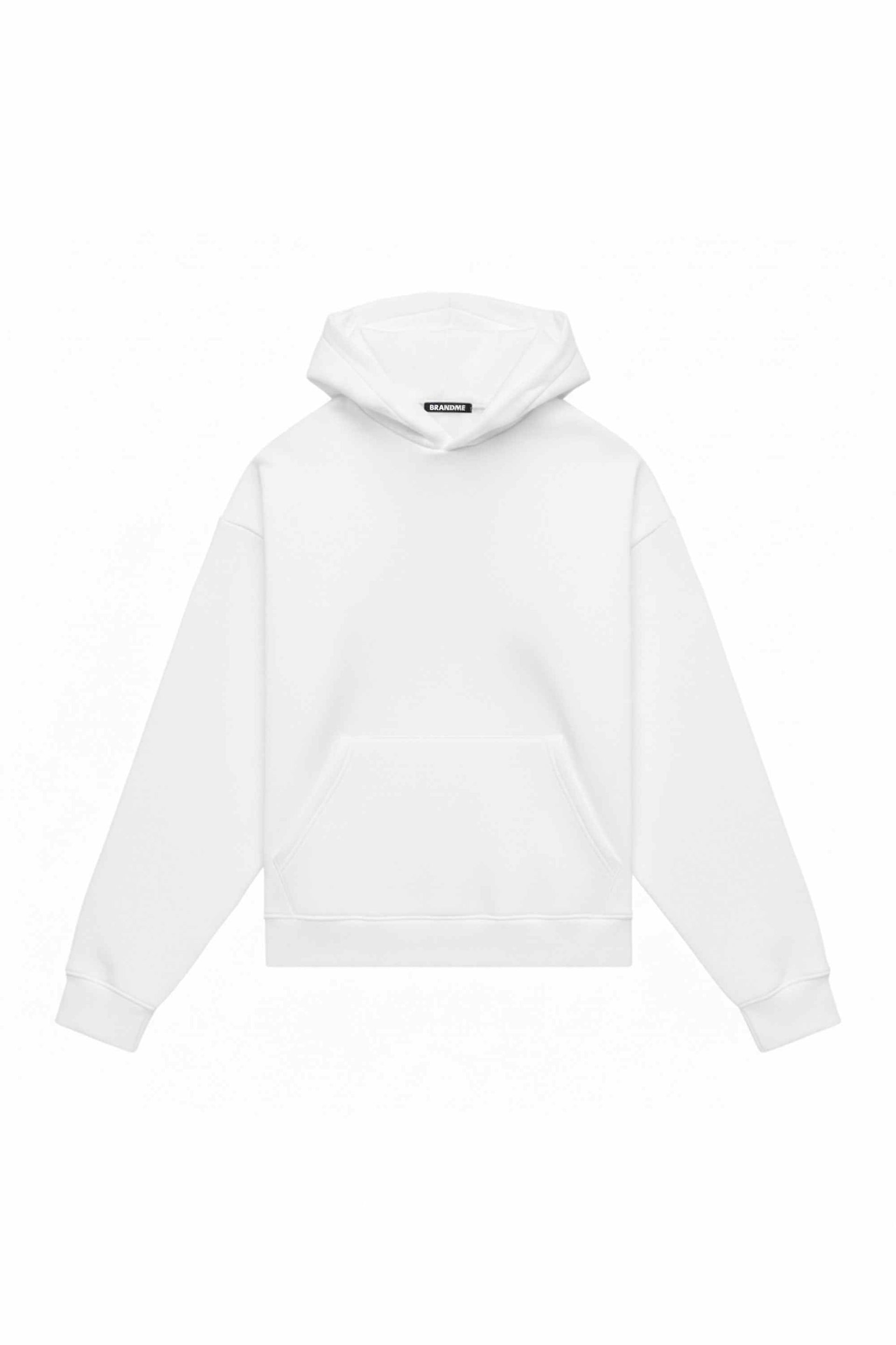 White hoodie oversize heavy loop with hood, made in Poland, certified fabric suitable for printing and embroidery