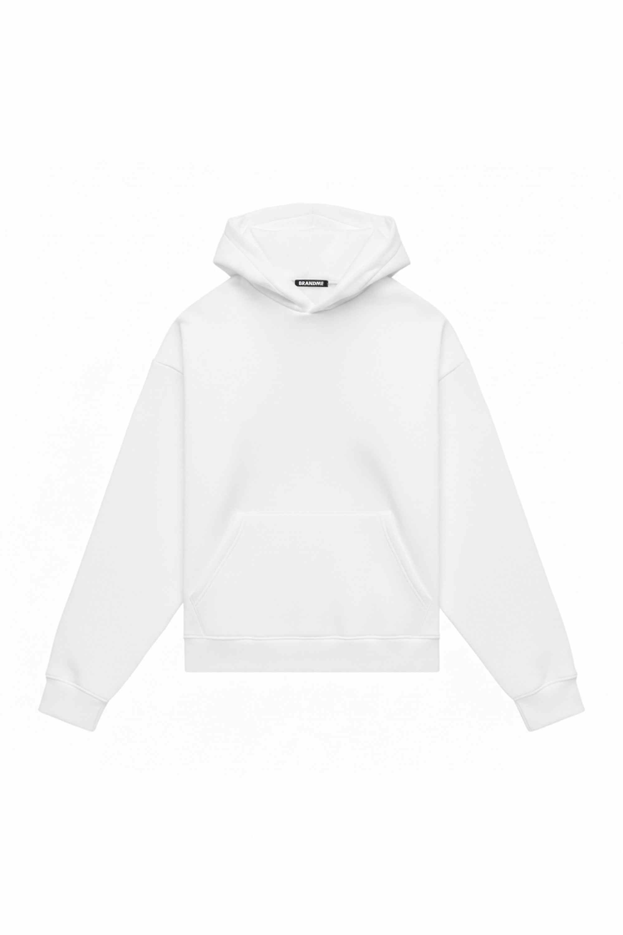 White hoodie oversize heavy loop with hood, made in Poland, certified fabric suitable for printing and embroidery